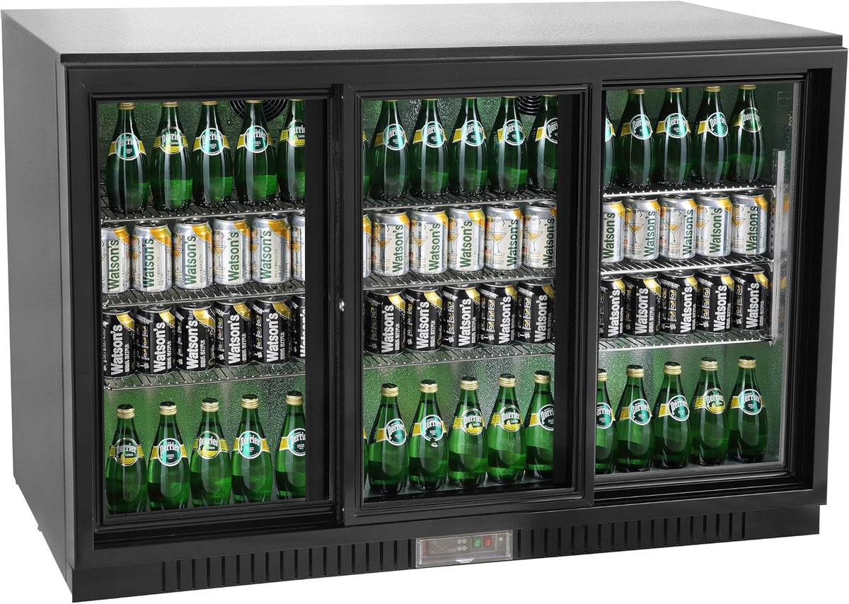 METRO Professional Frigoríficos para bebida, Frigorifíco de bebidas GBC3103, aluminio/cristal, 135 x 52 x 86.5 cm, 308 L, 160 W, con cerradura