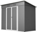Cobertizos de almacenamiento de gonew21, Caseta de jardín de metal 242 x 126 x 182 cm, cobertizo de 8 x 4 pies con tejado, marco de suelo y puerta con