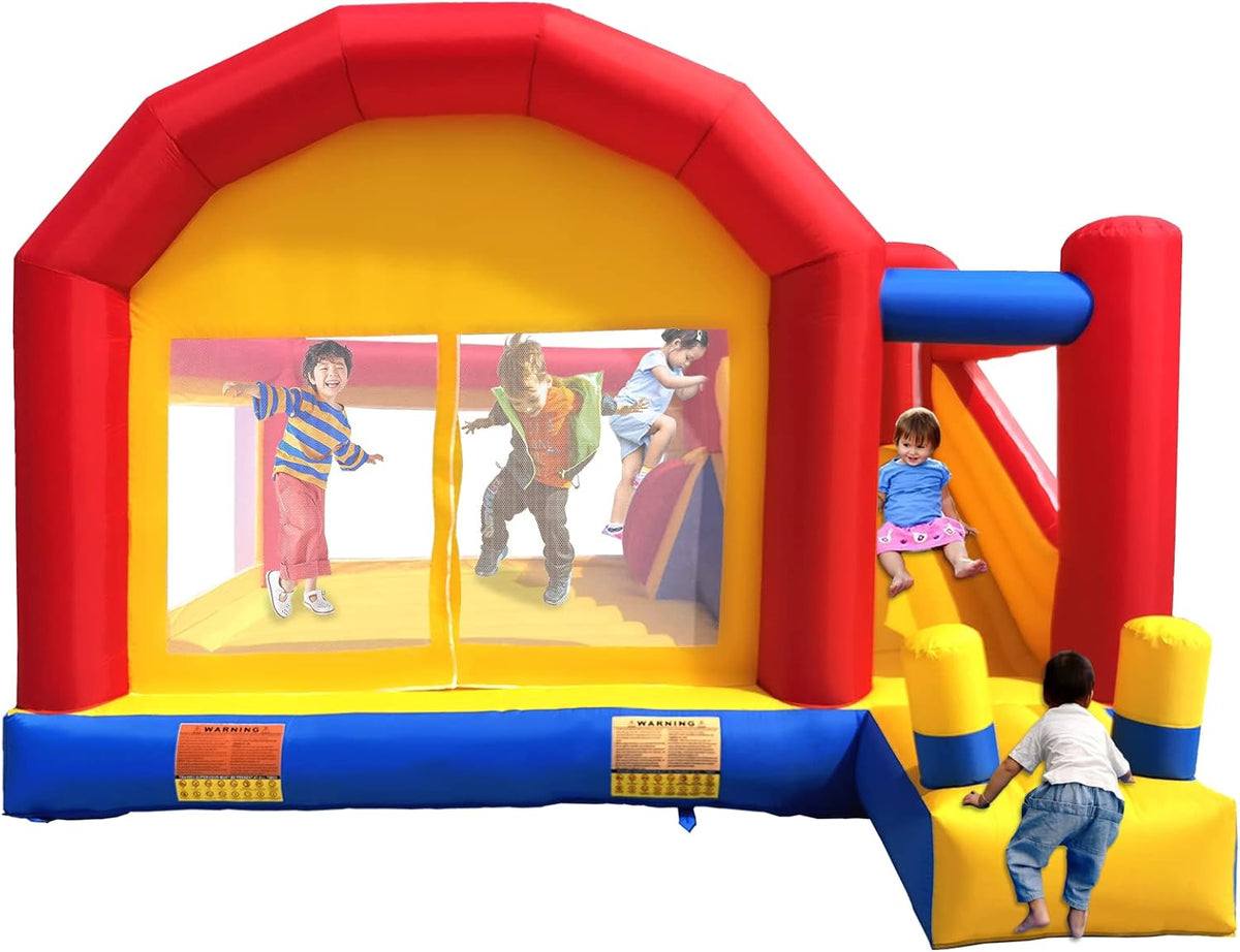 Ballsea Castillos y colchonetas hinchabl, Castillo Inflable XXL - Gran Castillo Hinchable con trampolín, tobogán y Pared de Escalada (sin soplador)