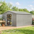 Outsunny Cobertizos de almacenamiento, Caseta de Jardín Exterior 12, 4 m² 340x386x200 cm Gris Claro