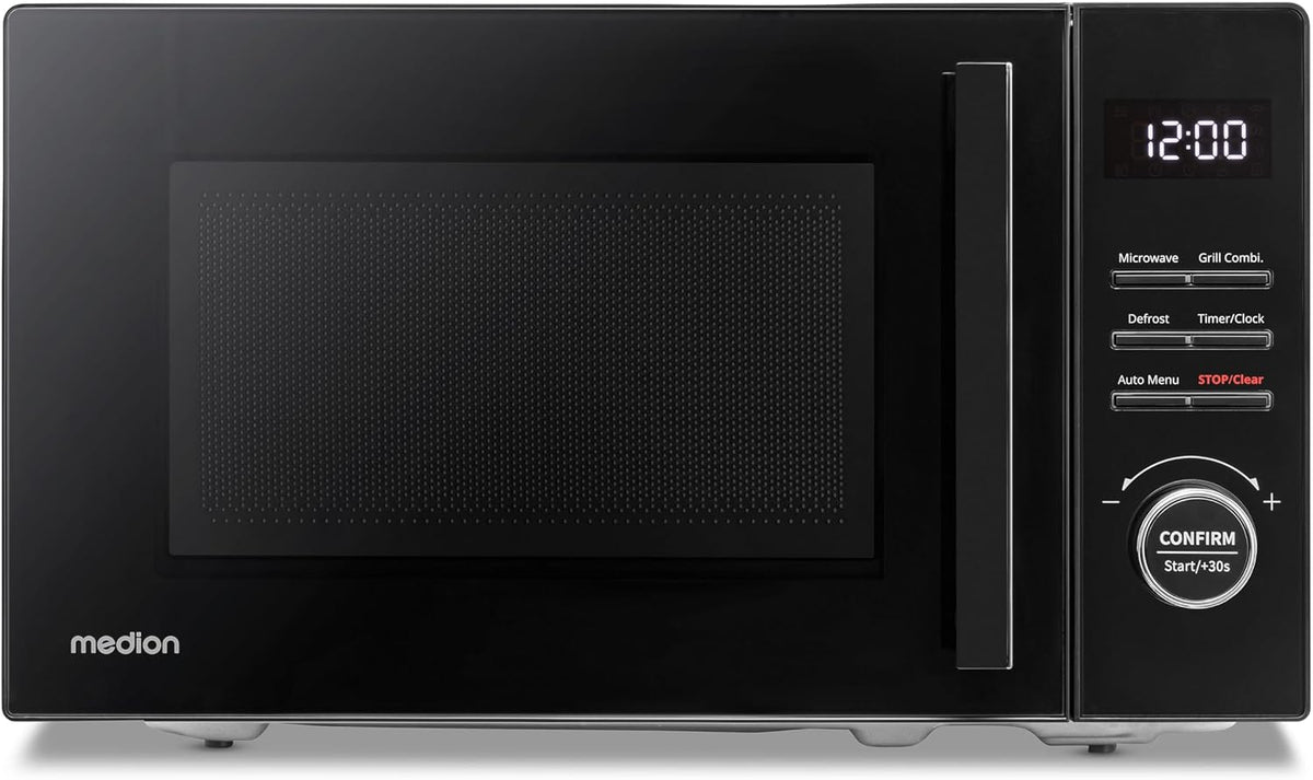 MEDION MD12021 Microondas con grill, grill (20 L, 800 W microondas, 1000 W grill, 9 programas automáticos incl. descongelación, 5 niveles