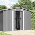 YUTAASU Cobertizos de almacenamiento, Caseta de herramientas de acero galvanizado con puertas correderas dobles y rejillas de ventilación, para
