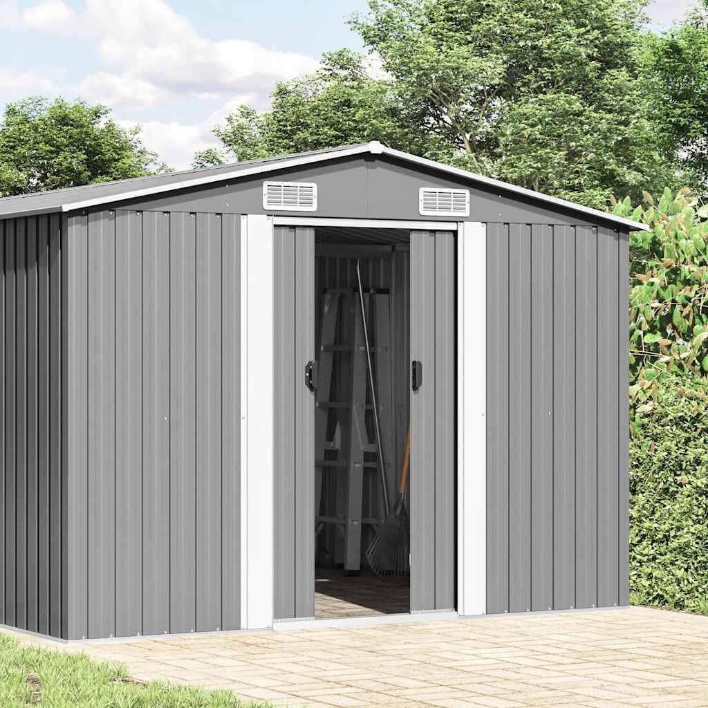 YUTAASU Cobertizos de almacenamiento, Caseta de herramientas de acero galvanizado con puertas correderas dobles y rejillas de ventilación, para