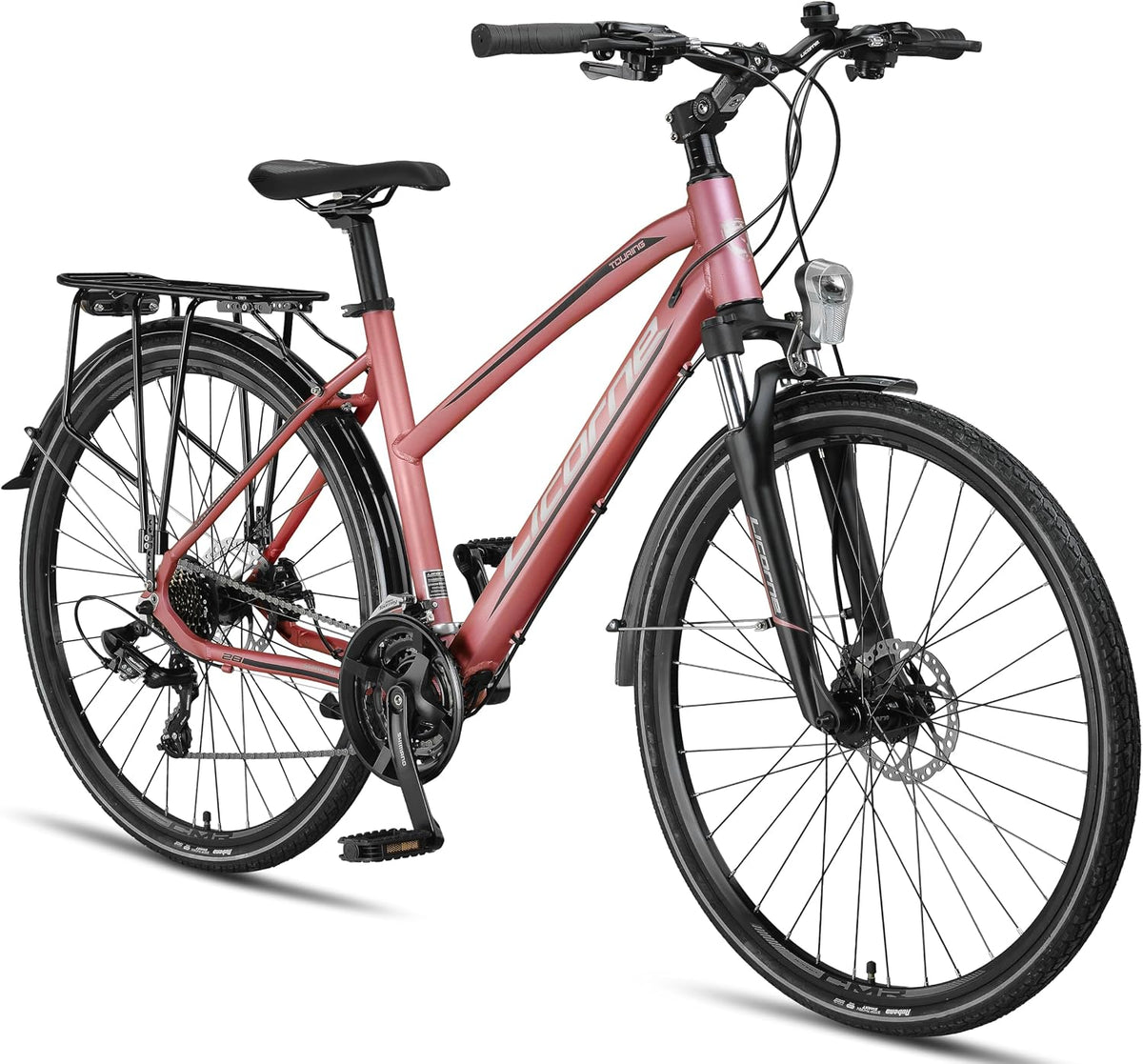 Licorne Bike De montaña, Bicicleta de Trekking Premium Touring en 28 Pulgadas de Aluminio con Freno de Disco para niños, niñas, Mujeres y Hombres, 21