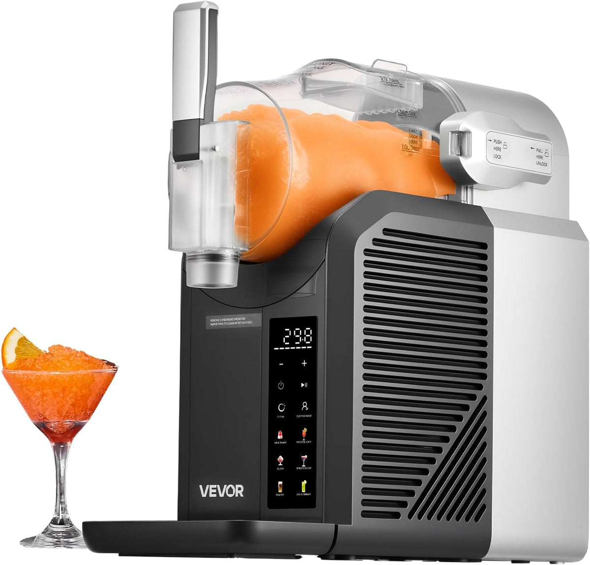 VEVOR Neveras de exposición, Máquina de Granizados Tanque de 2 L sin Necesidad de Hielo con Autolimpieza Fabricado en Acero Inoxidable 304 con 6