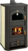 CasaNovae24 Estufa, Prity FG W20 - Estufa de leña con horno y revestimiento de agua de 20 kW, estufa de calefacción central de alto rendimiento