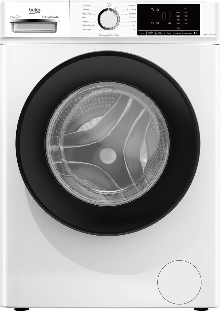 Lavadora Beko, BMX8126DB, Lavadora 8 kg 1200 rpm inversor vapor carga frontal libre instalación clase energética A