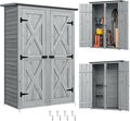 Cobertizos de almacenamiento de Outsunny, Caseta de Jardín de Madera Armario Exterior 115x53x156 cm Gris