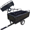 WilTec Carros y vagoneta, Remolque basculante 200 x 78 x 94, 5 cm hasta 300 kg, volquete para Tractor de césped con Barras y Paredes Laterales