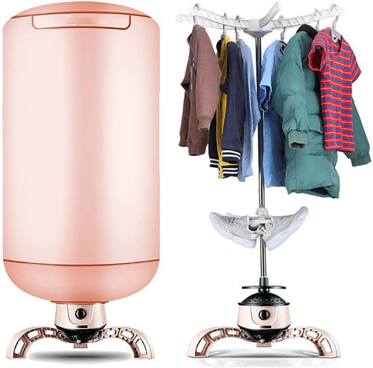 Lavadoras y secadora de HYDEE, Secadora de ropa eléctrica portátil de 900 W, estante de secado multifuncional con cremallera y cortina de tela a
