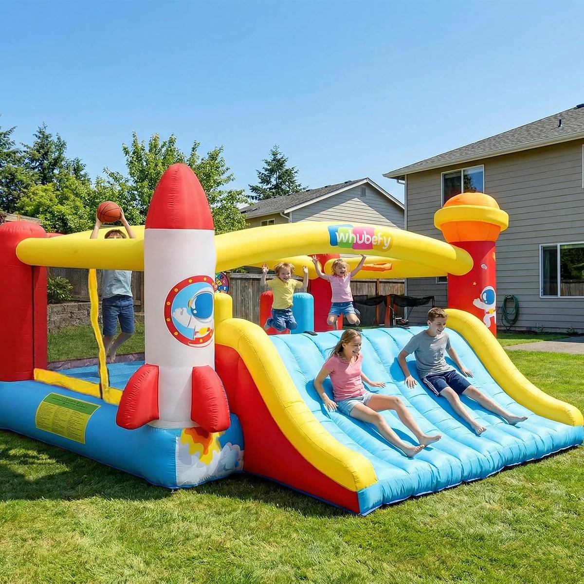 Castillos y colchonetas hinchabl AKEYDIY, Castillo Hinchable para niños Grandes (8, 12 años), 4, 1 m x 4, 1 m, con tobogán Grande, Zona de Salto