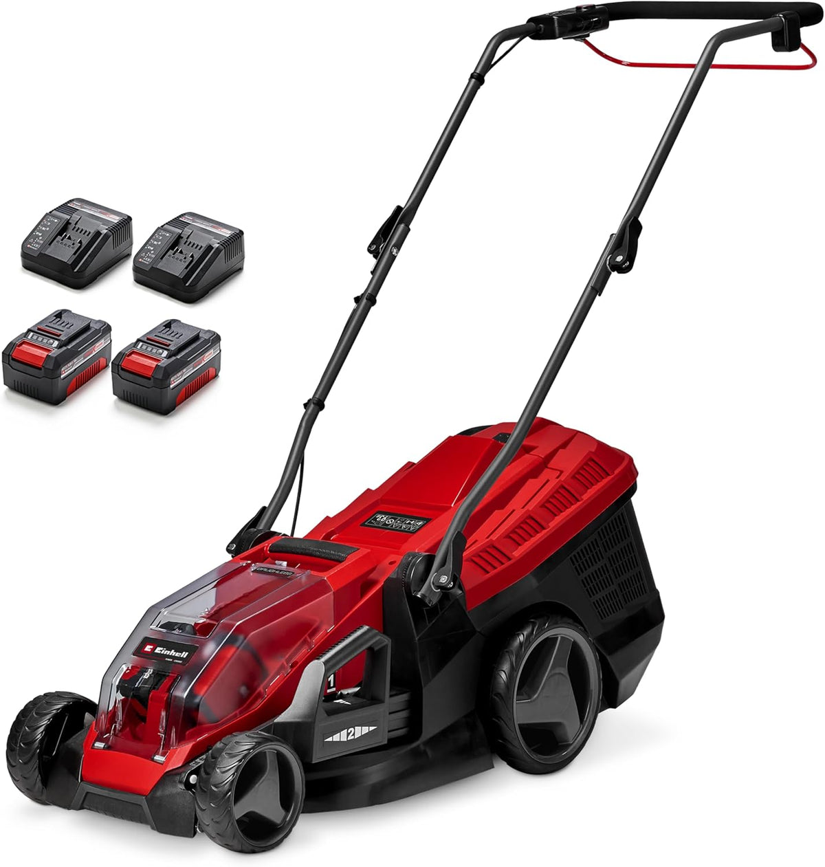 Cortacéspedes rotativo de Einhell, Cortacésped a batería GE-CM 36/36 Li Kit Power X-Change (36V, 36cm ancho de corte, hasta 400 m², Brushless, 40L