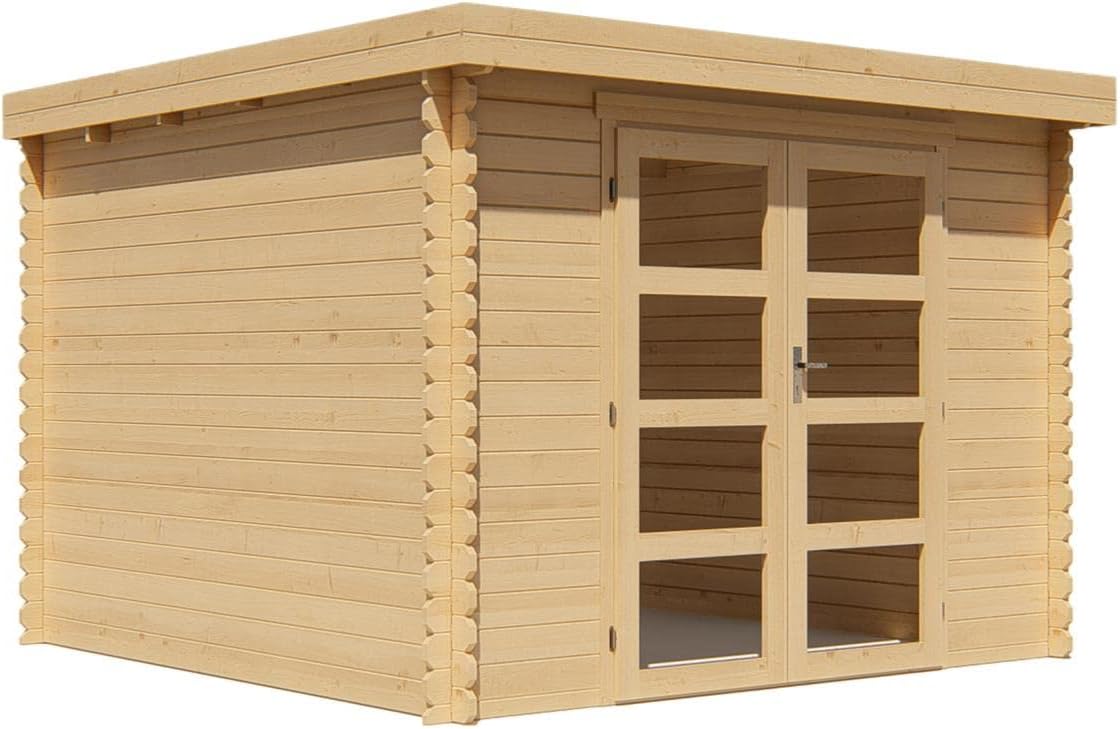 Cobertizos de almacenamiento de Vente-unique, Venta-Unica - Caseta de jardÌn de Madera con Techo Plano 8, 8 m≤ de 28 mm de Grosor - LOTAVI