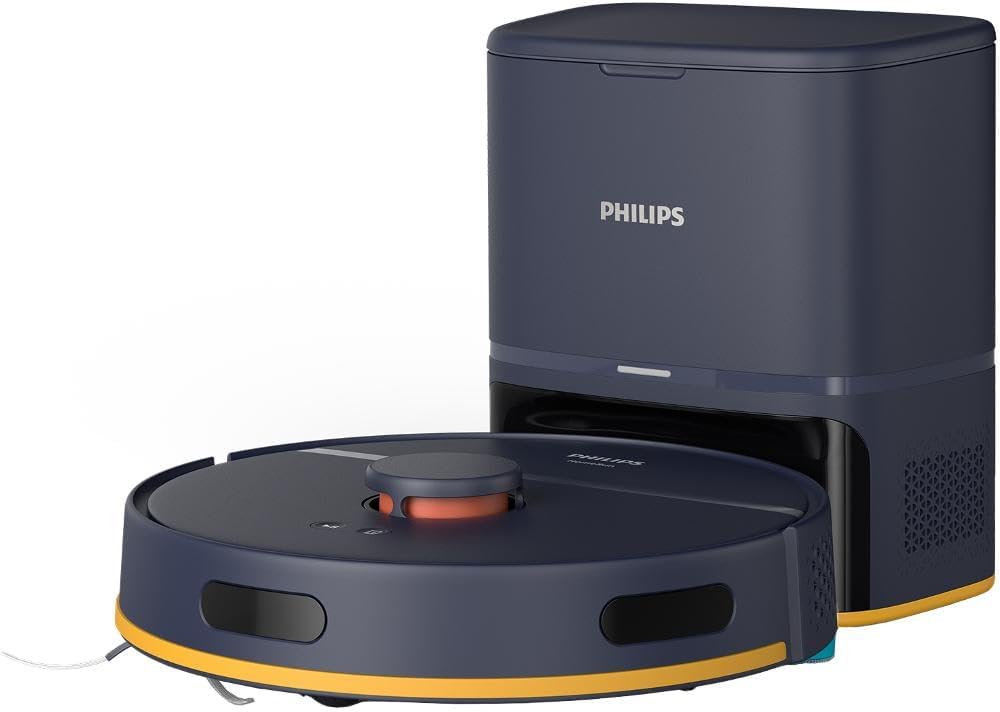 PHILIPS Robot aspirador, serie 2000, barre y fregona a la vez, potencia de succión de 6000 Pa, navegación LDS, descarga automática compacta, control a