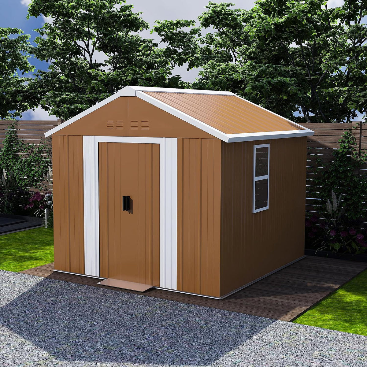Cobertizos de almacenamiento gonew21, Caseta de jardín de metal de 180 x 96 cm (1, 73 m², 6 x 3 ft), cobertizo de jardín con techo a dos aguas con