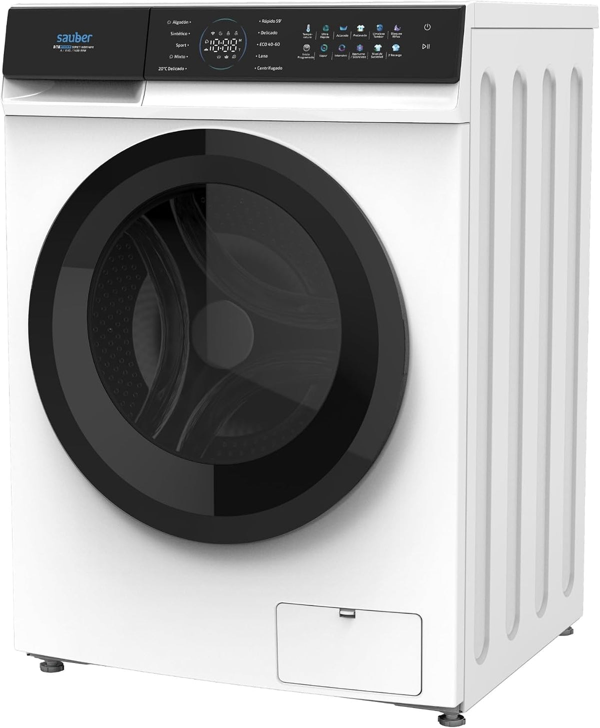 SAUBER 7-WD10146MI Lavadora, 10 Kg de carga frontal SERIE, 1400 RPM, A, Programa Rápido, Motor Inverter Silencioso, Panel Táctil a COLOR, Vapor