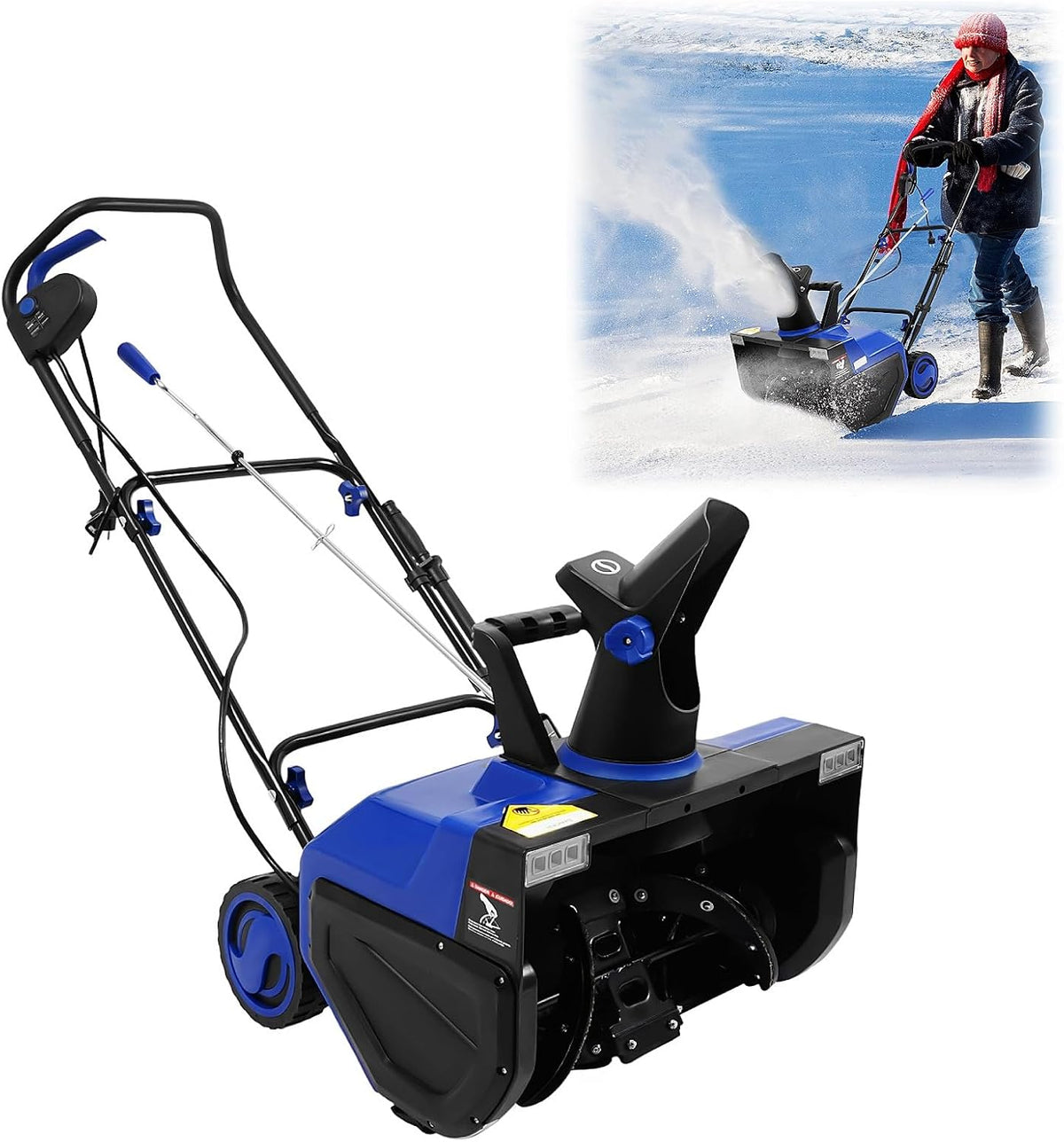 Lanzadores de nieve HUOMMGS, Quitanieves eléctrico con 2 luces LED, distancia de salida de 7, 6 m y 60 cm de ancho de habitación, barredora con