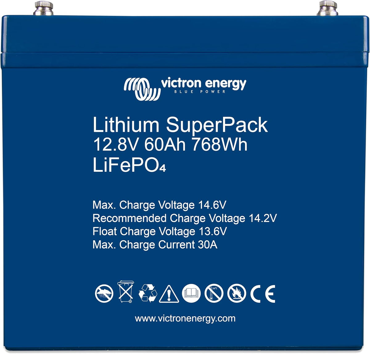 Victron Energy Baterías de ciclo profundo, Batería de Litio SuperPack 12.8-Volt 60Ah de Alta Corriente LiFePO4 de Ciclo Profundo con BMS Incorporado e