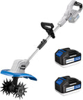 CUSBON Aradora, Motoazada Inalámbrica de 21V, Rotavator Eléctrico de 450RPM para Césped/Jardinería/Cultivo de Suelo, 2 * 4.0Ah Baterías y Cargador
