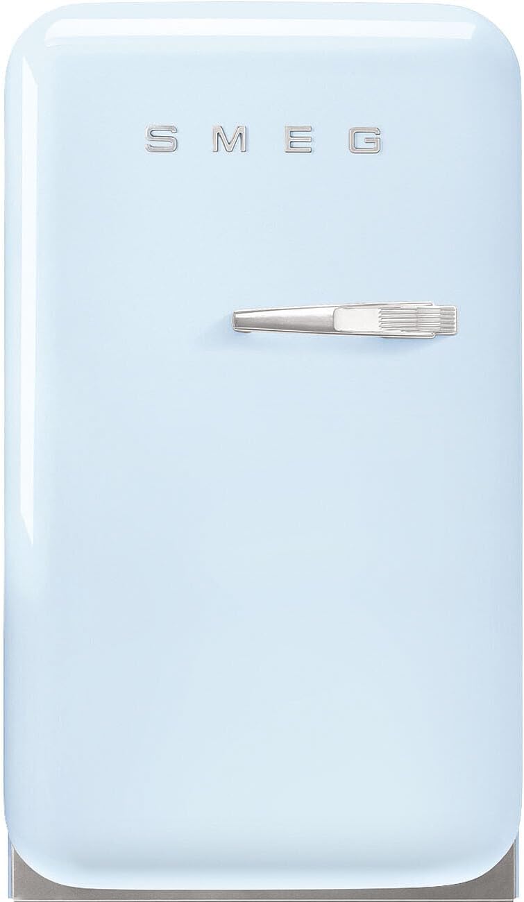 Mini frigorífico Smeg, FAB5LDPB6 - Refrigerador Minibar vintage de una puerta, 34L, Bisagras izquierdas, frío estático, 2 estantes ajustables