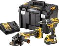 Atornillador DEWALT, DCK2080P2T-QW DCK2080P2T-QW-KIT XR 18V = DCD796 Taladro Percutor + DCG405 Amoladora + 2 baterías Li-Ion 5Ah + maletín TSTAK Vi