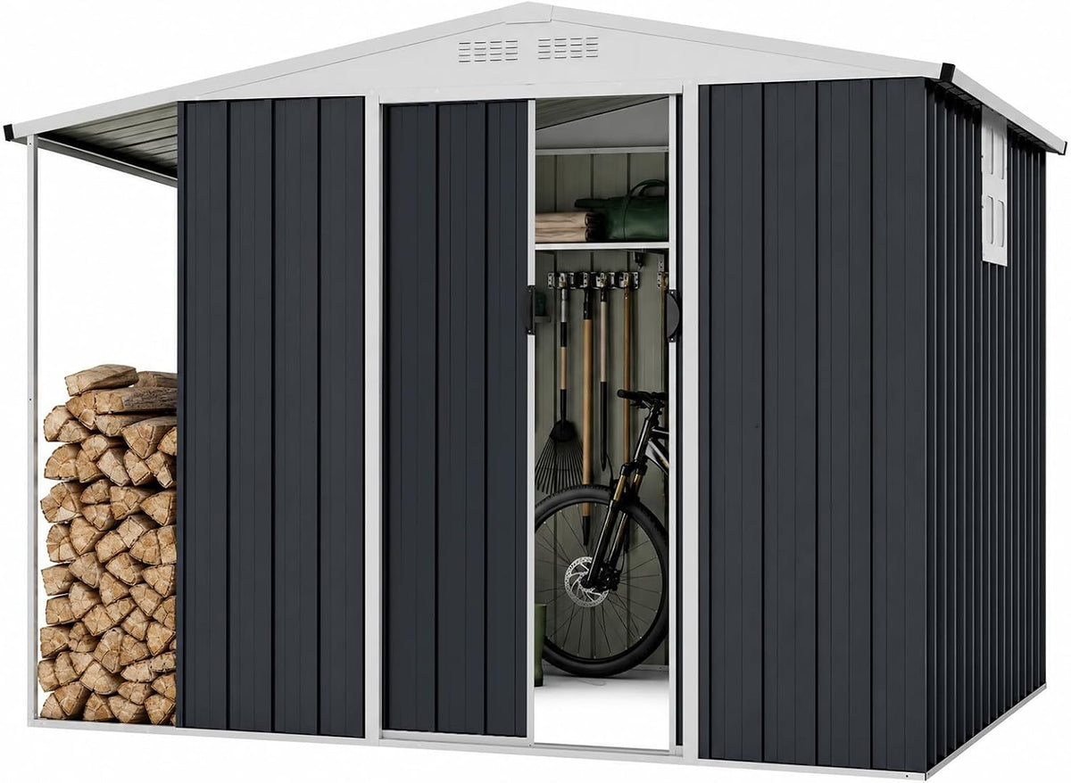 COSTWAY Cobertizos de almacenamiento, Cobertizo Jardín Exterior, 4, 7㎡, 244x194x181cm, Acero Galvanizado