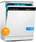 Lavavajillas 60 cm+++ Blanco para 12 servicios - Lavaplatos Libre Instalación con 4 Programas de Lavado, Integrable - Filtro Antibacterias, 49 dB, y
