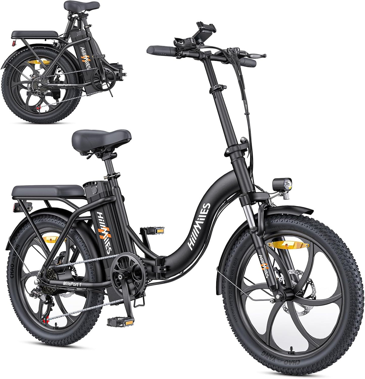 13AH de HillMiles, bicicletas plegables eléctrica, MilePort 1 Bici Eléctrica para Adultos, 250W Bicicleta Eléctrica Plegable con 36V Batería Extraíble