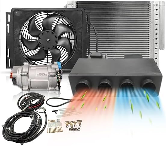 Aire acondicionado Treeligo, eléctrico, 12 V, CC, bajo el salpicadero, kit CA 12 V, sistema universal para coche, autocaravana, camión