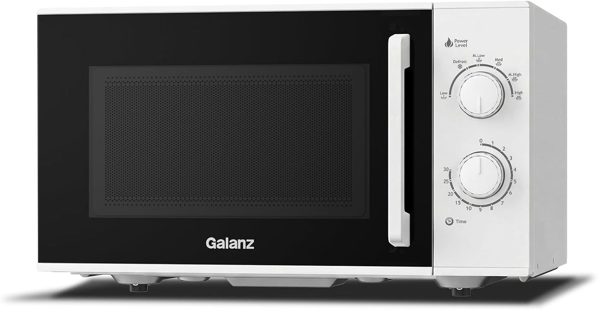 Galanz Microondas multifuncional, Microondas independiente con plato giratorio de 25 litros, 900 W, color blanco