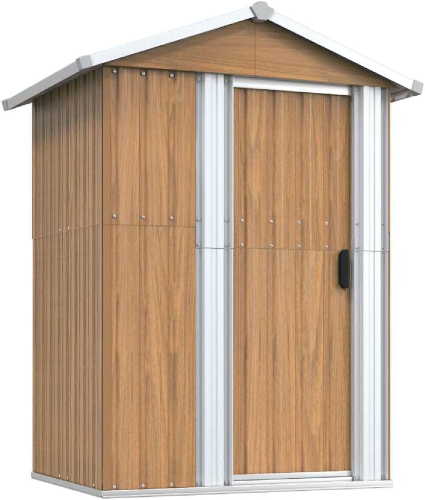 Cobertizos de almacenamiento de Generic, Casa Jardín Marrón 126x97.5x177 cm Galvanizado Acero Almacenamiento