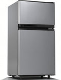 Mini frigorífico Manastin, Refrigerador de 2 puertas con congelador, termostato de 7 niveles y estantes ajustables, funcionamiento silencioso para