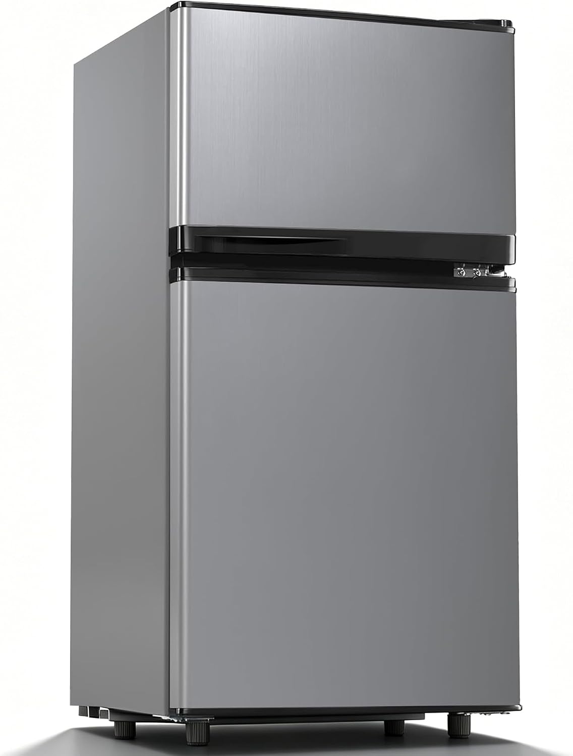 Mini frigorífico Manastin, Refrigerador de 2 puertas con congelador, termostato de 7 niveles y estantes ajustables, funcionamiento silencioso para