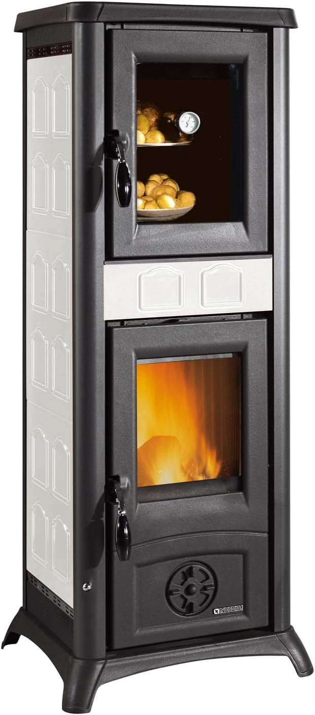 La Nordica Hornos chimenea, Gemma Forno 165 Elegance Infinity - Estufa de leña con compartimento para horno, hierro fundido esmaltado, 120 mm, tubo de
