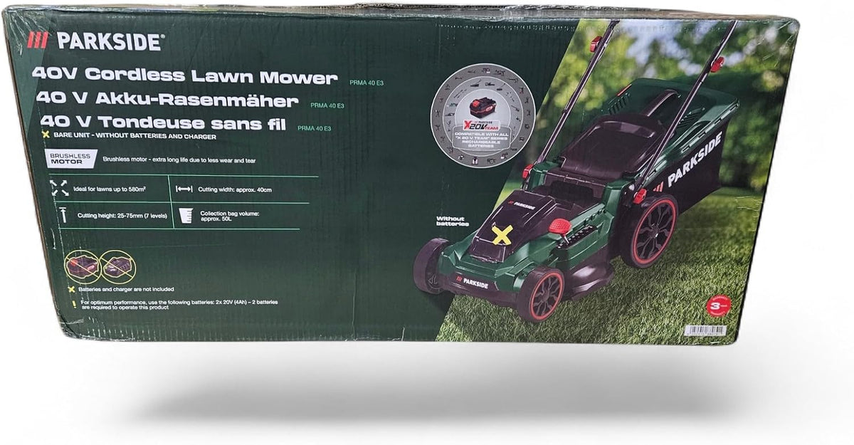 Cortacéspedes rotativo de Parkside, ® PRMA 40-Li B3 - Cortacésped de 40 V, sin batería ni Cargador
