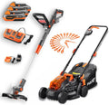 Cortacéspedes rotativo Set 20V Jardín - Desbrozadora y cortacésped 33 cm (2x20V) con 3 baterías 2Ah, Cargador Doble, recortabordes y Cuchillas. Ajuste