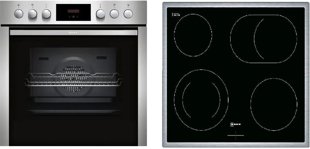 Neff Placa de cocina, EDX40 - Juego de cocina compuesto por E1CCD2AN3 60 x 60 cm EasyClean Cleaning, CircoTherm, pantalla LED y placa eléctrica